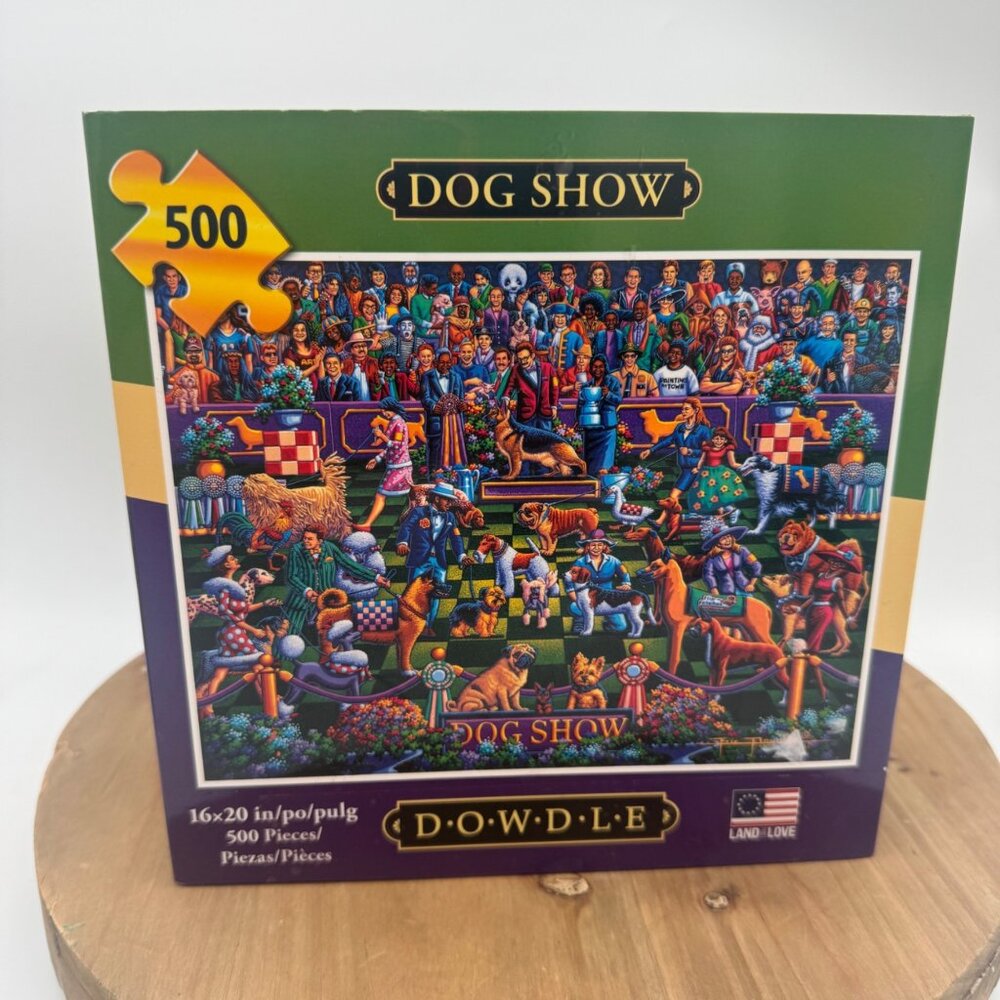“Dog Show" 500-piece jigsaw puzzle by Dowdle Folk Art new sealed